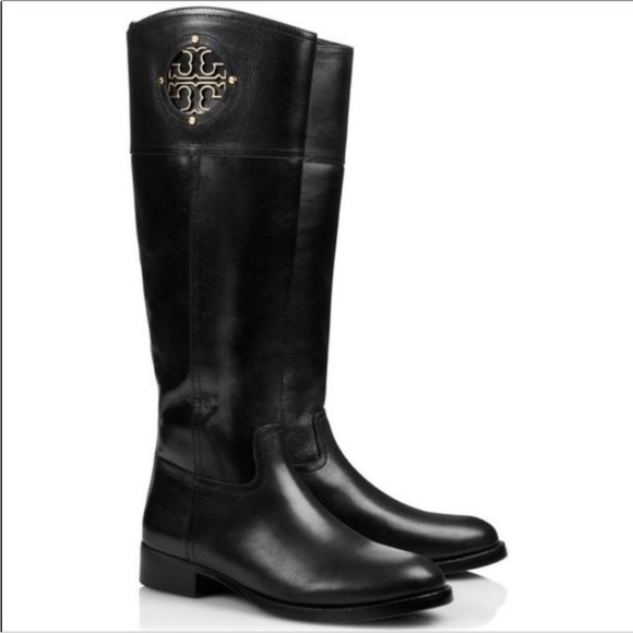Tory Burch Shoes - Tory Burch Kiernan Riding Tall Equestrian Classic Boots Black Leather 10.5